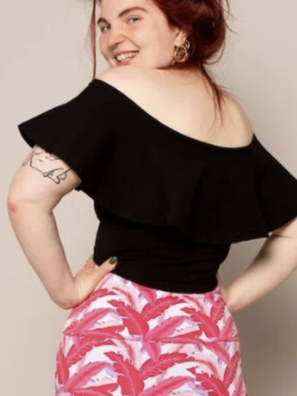 Manners London Diida Off-Shoulder Ruffle Crop Top